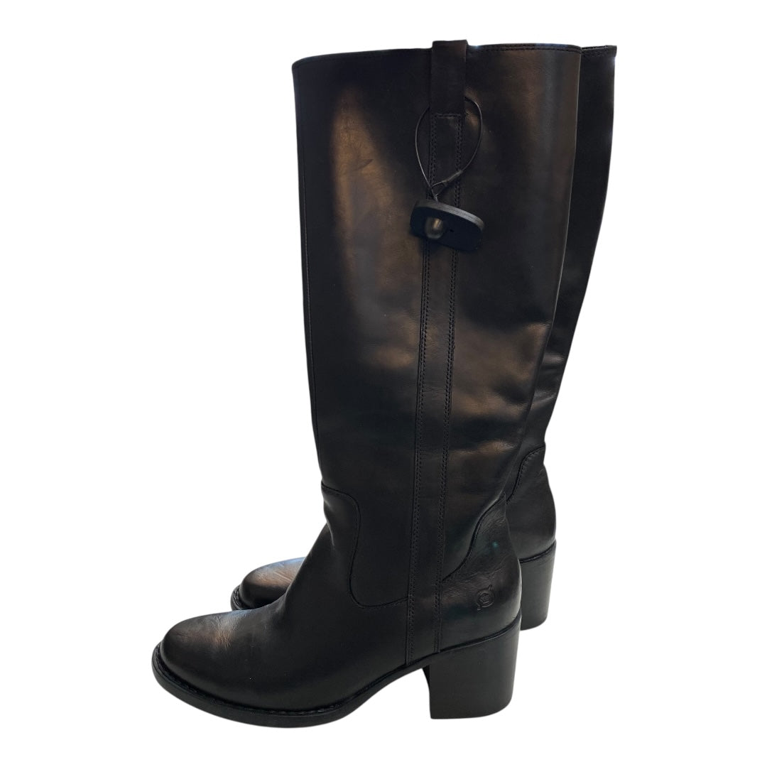Boots Knee Heels By Born In Black, Size:10