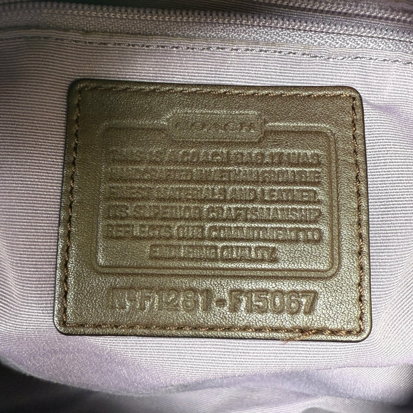 Vintage Signature Duffle Shoulder Bag F15067 Designer By Coach, Size: Medium