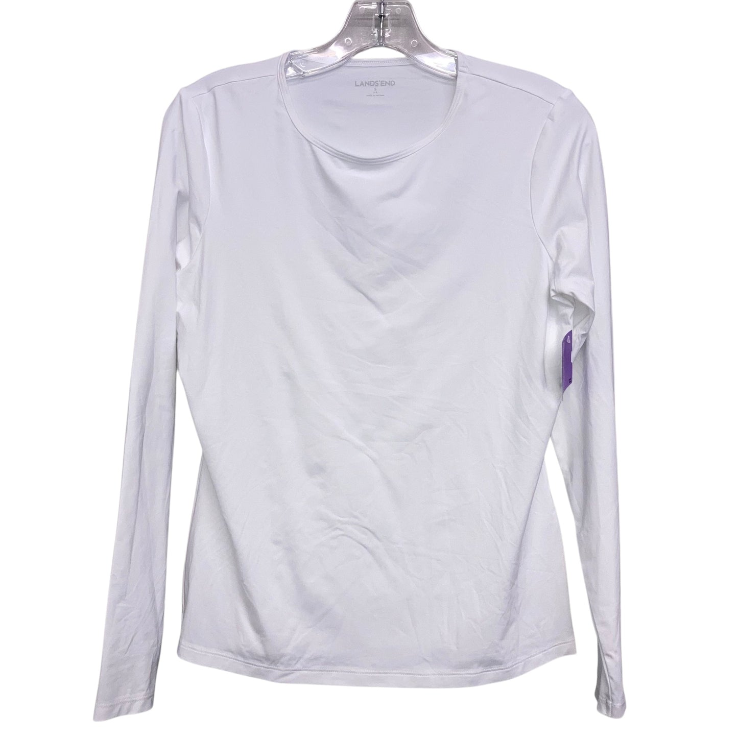 Athletic Top Ls Crewneck By Lands End In White, Size:S