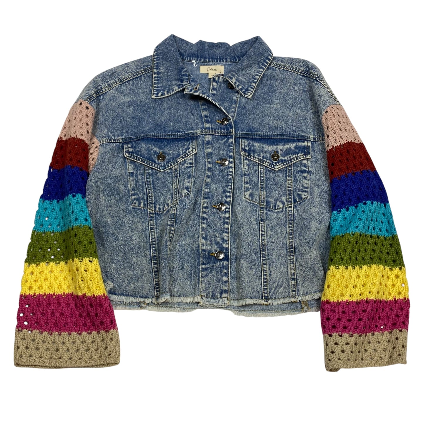 Jacket Denim By Elan In Blue Denim, Size:S
