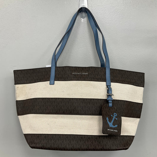 Tote Designer By Michael Kors In Striped Pattern, Size:Large