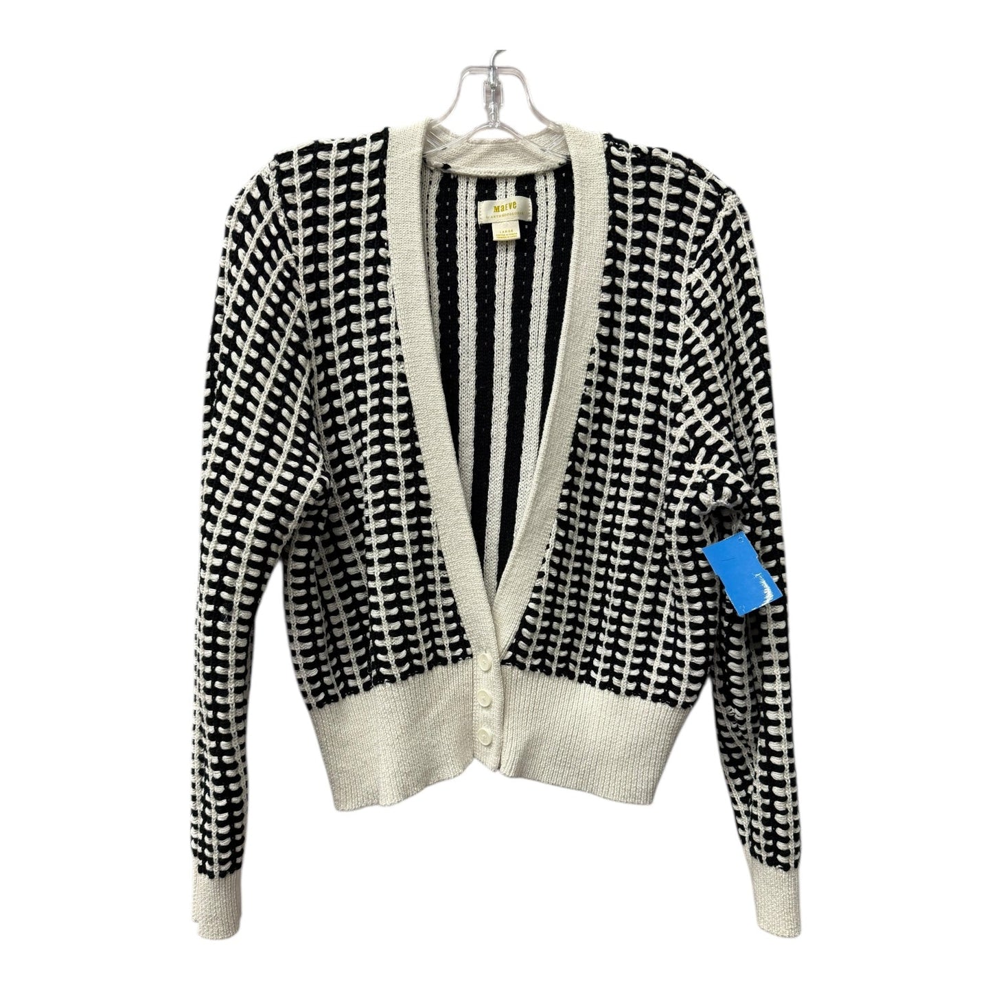 Sweater Cardigan By Maeve In Black & White, Size:L