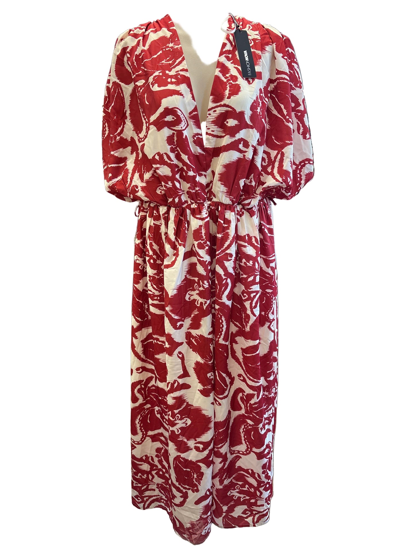 Dress Casual Maxi By Fashion Nova In Red & White, Size:2X