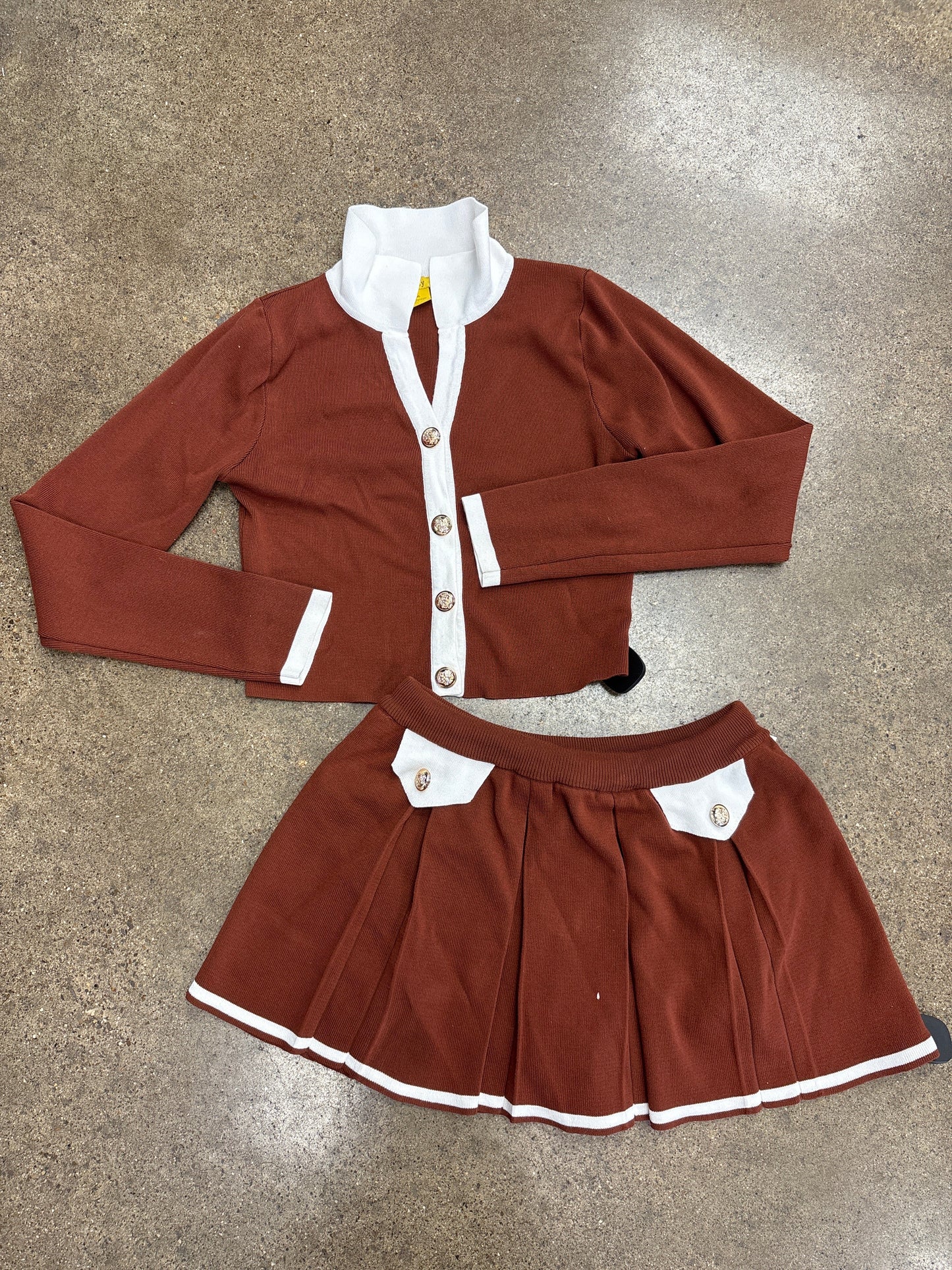 Skirt Set 2Pc By Clothes Mentor In Brown, Size:Xl