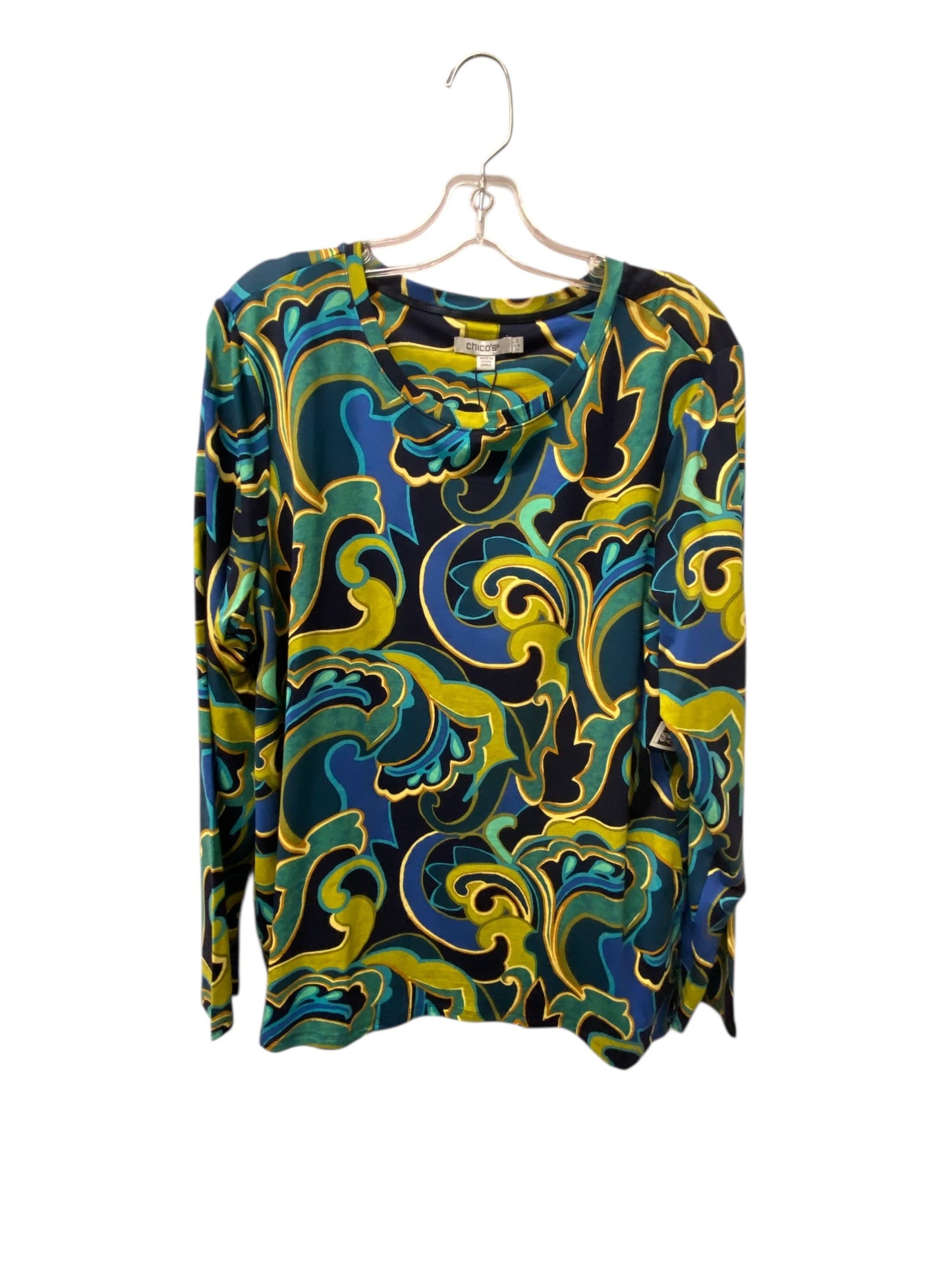 Top Ls By Chicos In Blue & Yellow, Size:Xl