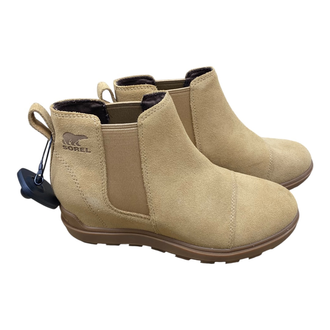 Boots Ankle Heels By Sorel In Beige, Size:7