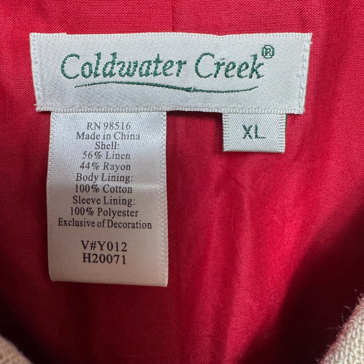 Embroidered Linen Blend Jacket Other By Coldwater Creek In Tan, Size: Xl
