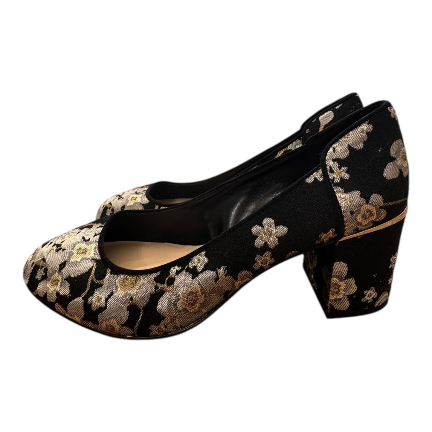 Shoes Heels Block By Nine West In Black & Silver, Size:10