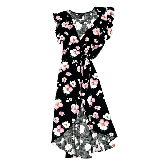 Dress Casual Midi By Aqua In Black & Pink, Size: L