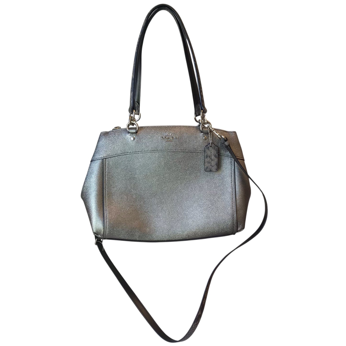 Handbag Designer By Coach In Silver, Size:Large