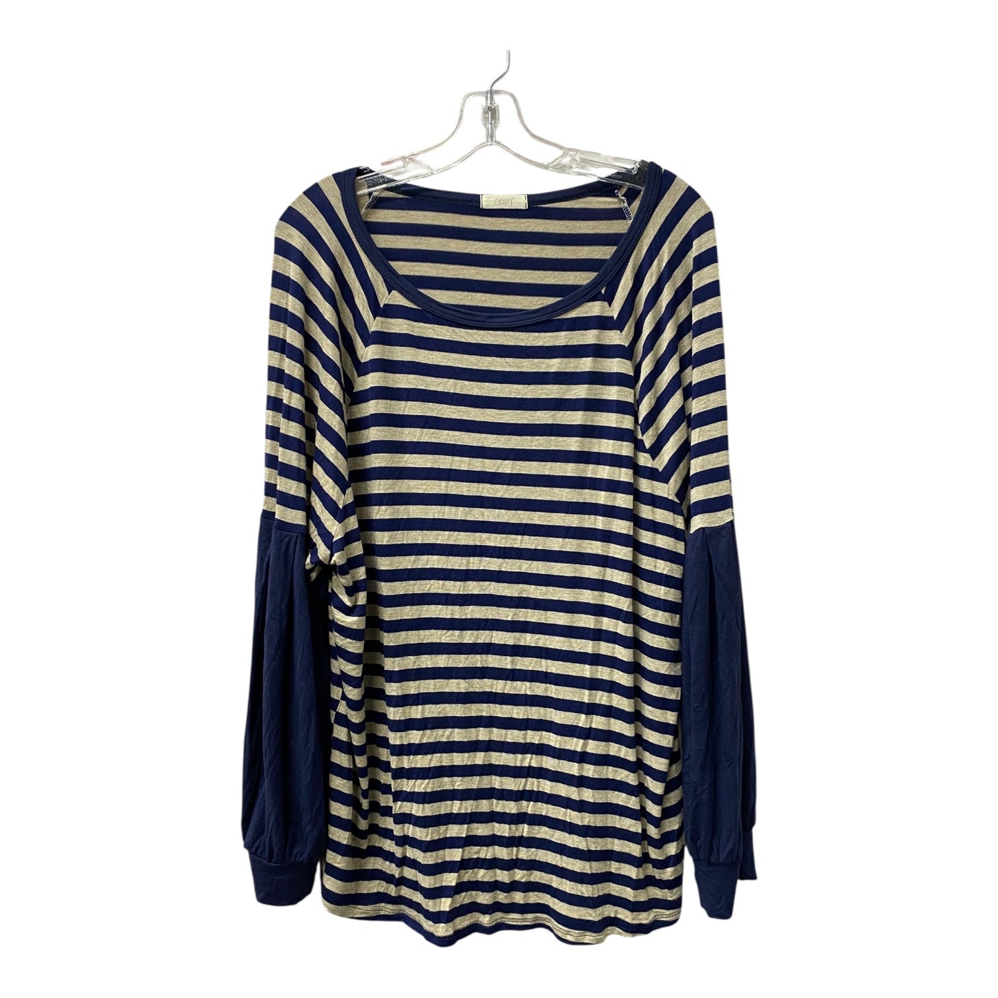 Top Ls By Oddi In Blue & Cream, Size:3X