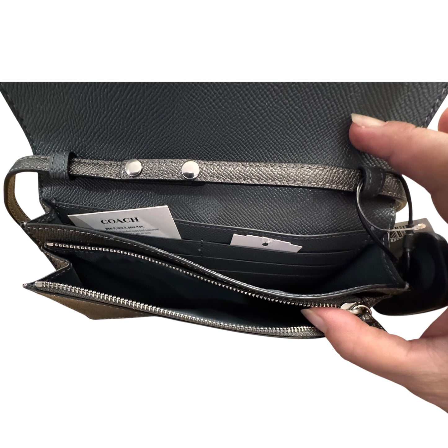 Handbag Designer By Coach In Grey, Size:Small