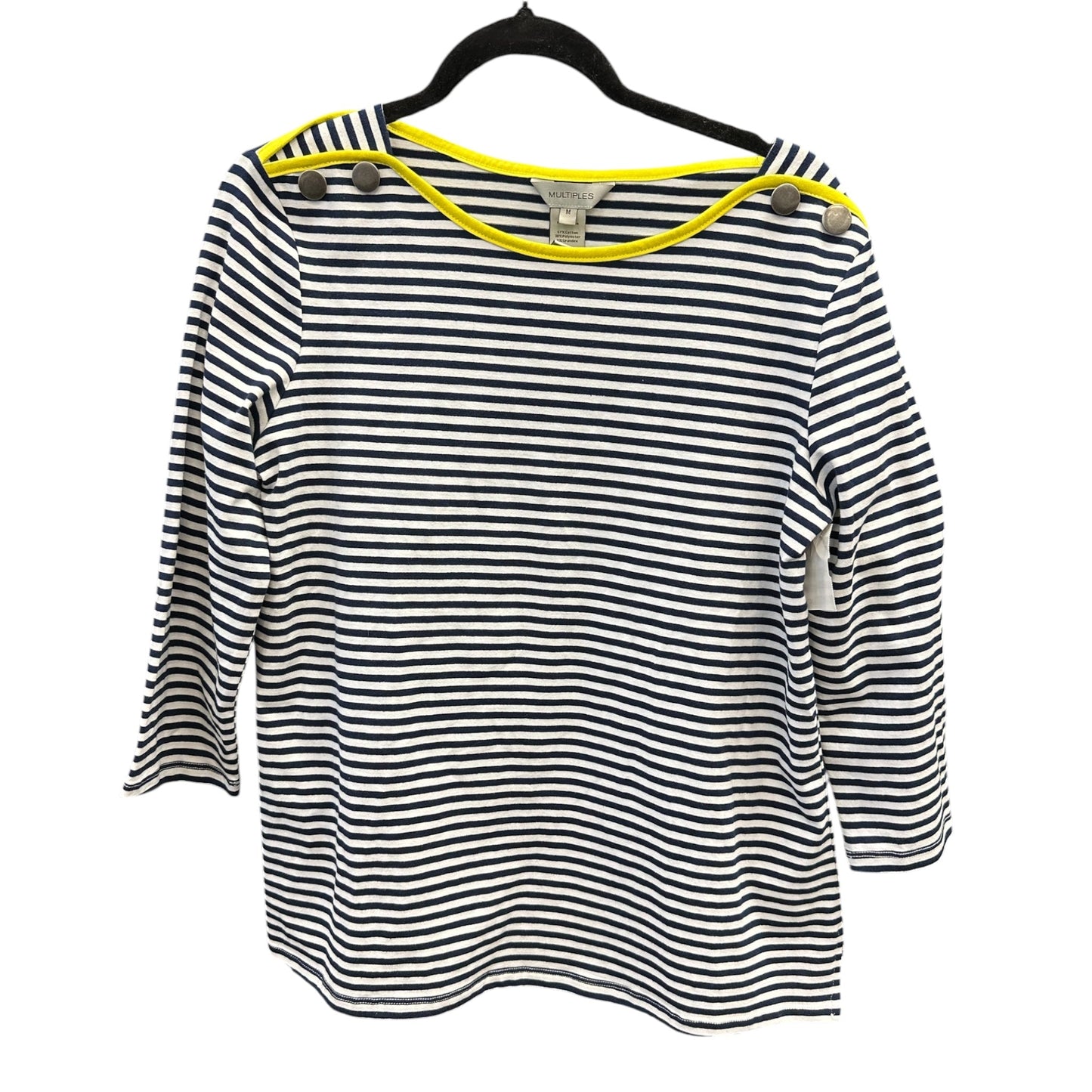 Top 3/4 Sleeve By Multiples In Striped Pattern, Size:M