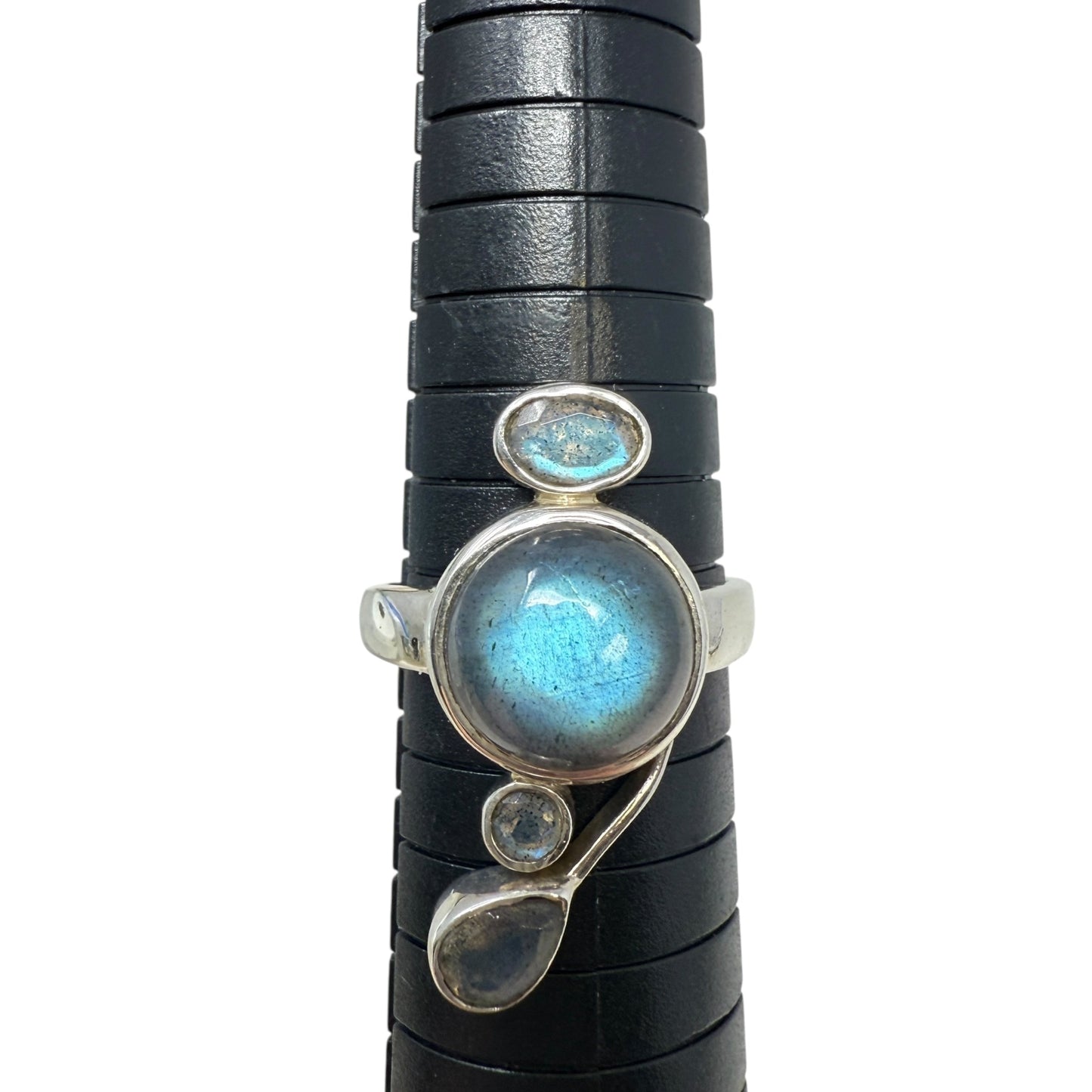 Sterling Silver, Labradorite Statement Ring, Size: 9