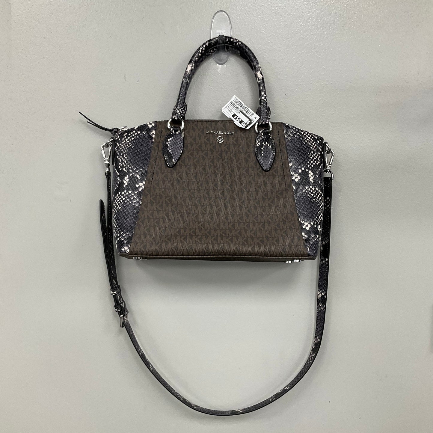 Handbag Designer By Michael Kors In Snakeskin Print, Size:Medium