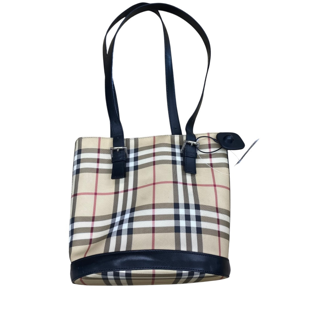 Handbag Luxury Designer By Burberry In Brown & Cream, Size:Medium