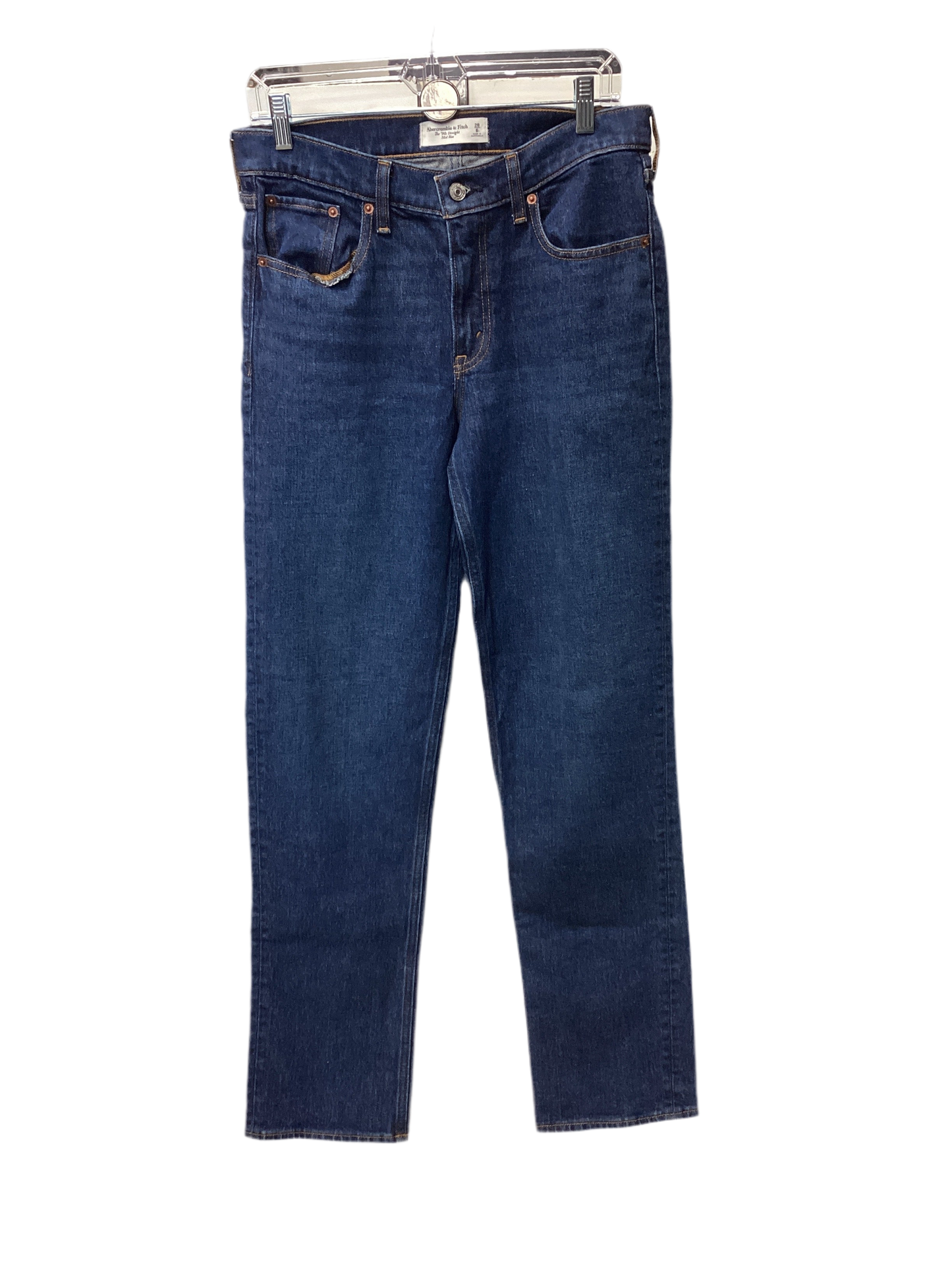Jeans Straight By Abercrombie And Fitch In Blue Denim, Size:6Long