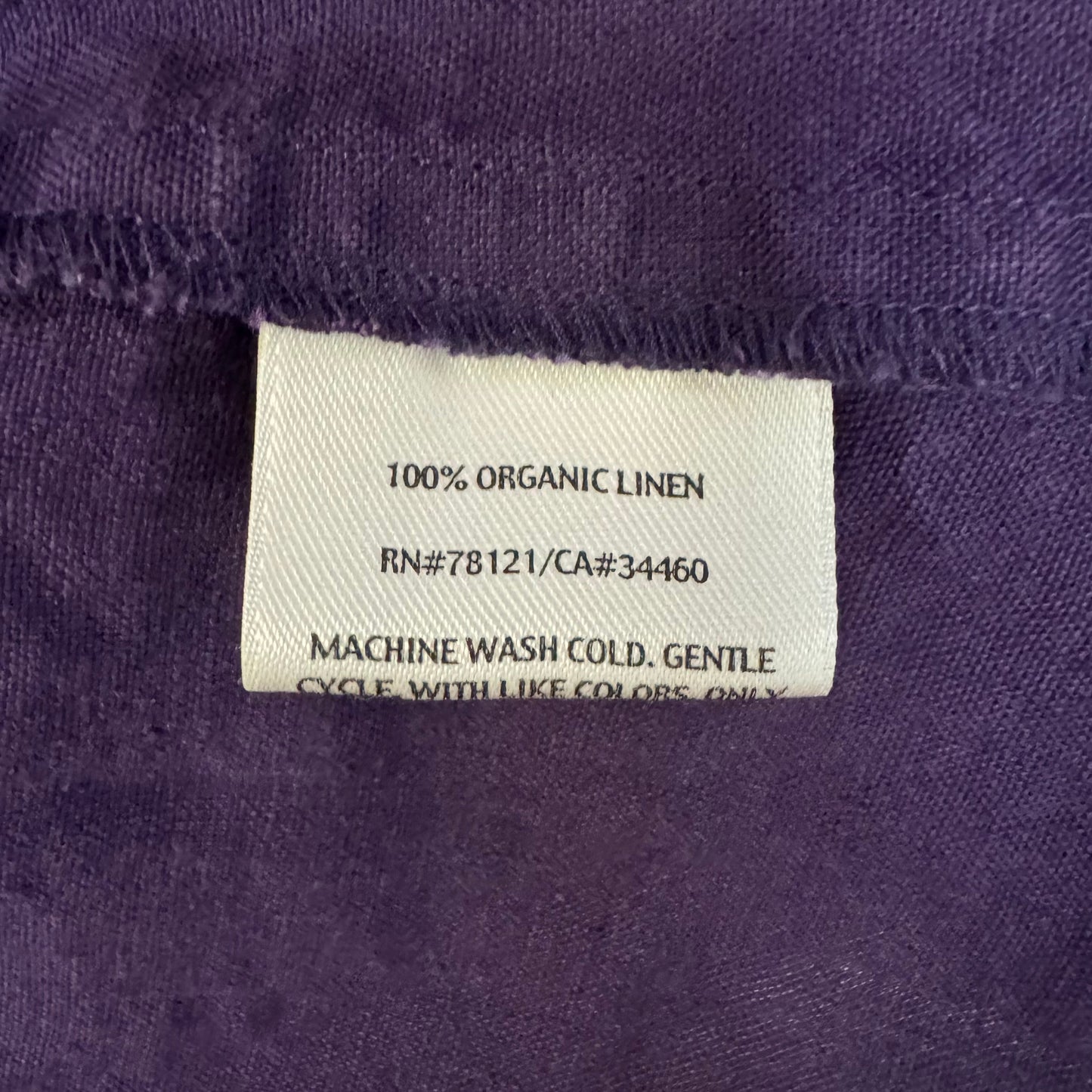 Linen Top 3/4 Sleeve By Eileen Fisher In Purple, Size: 1x