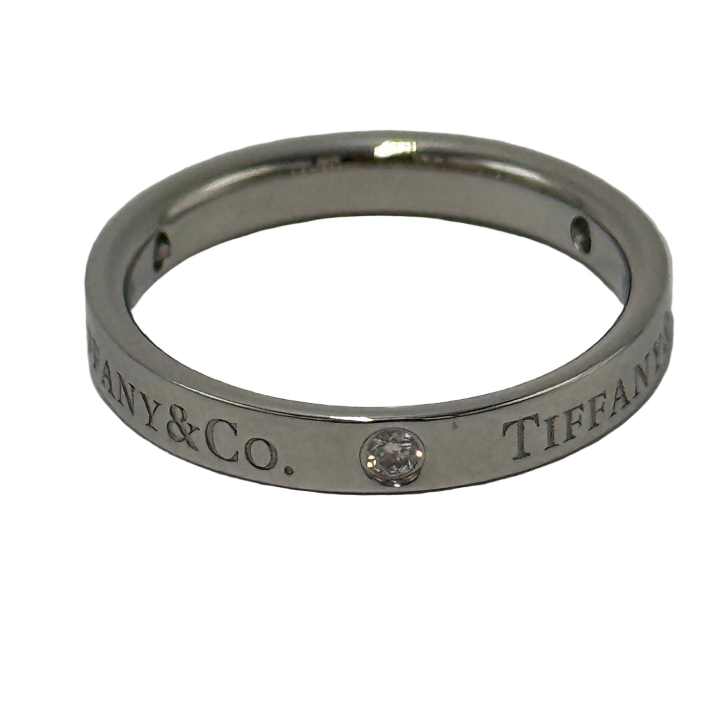 Tiffany & Company Platinum 3mm Band w/ Diamonds Luxury Designer Ring, Size 7