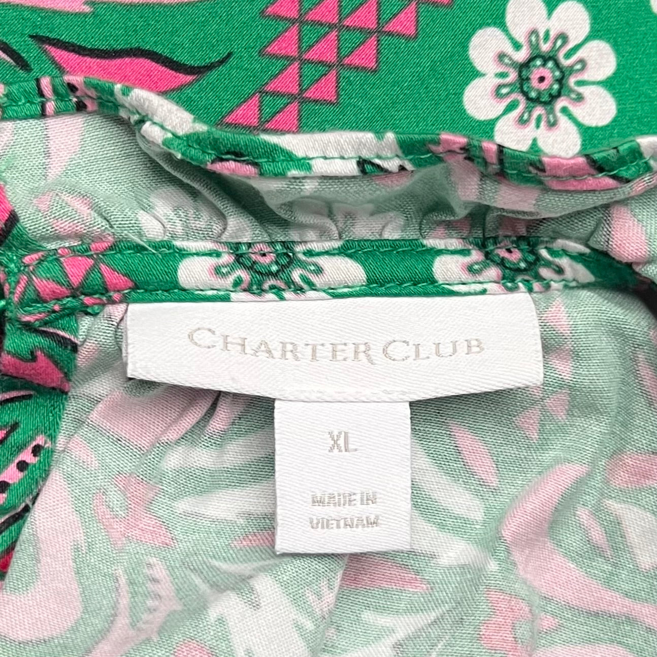 Dress Casual Midi By Charter Club In Green & Pink, Size: Xl