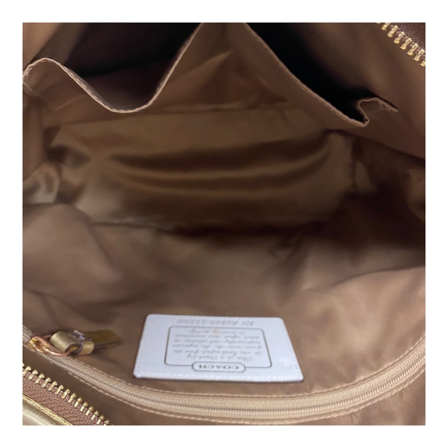 Handbag Designer By Coach In Gold & Tan, Size:Medium