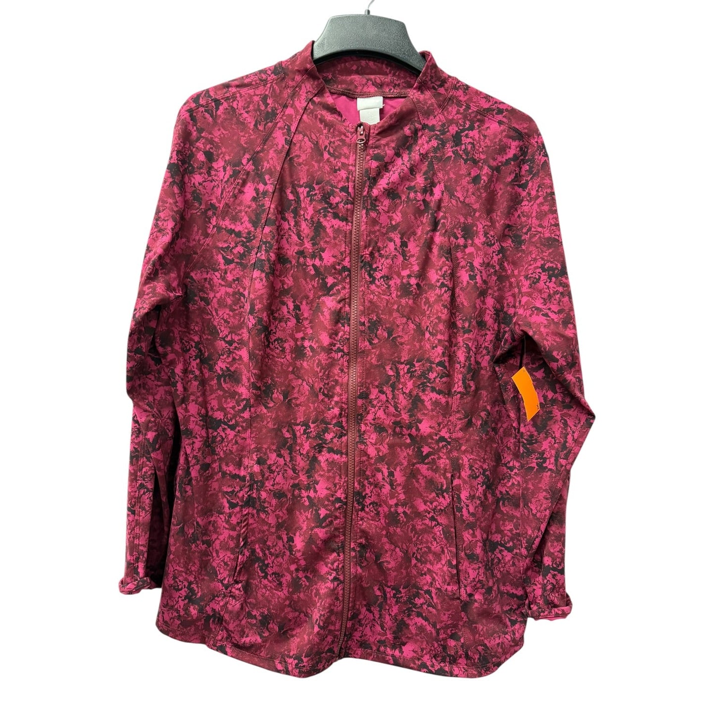 Athletic Jacket By Chicos In Black & Pink, Size:Xl