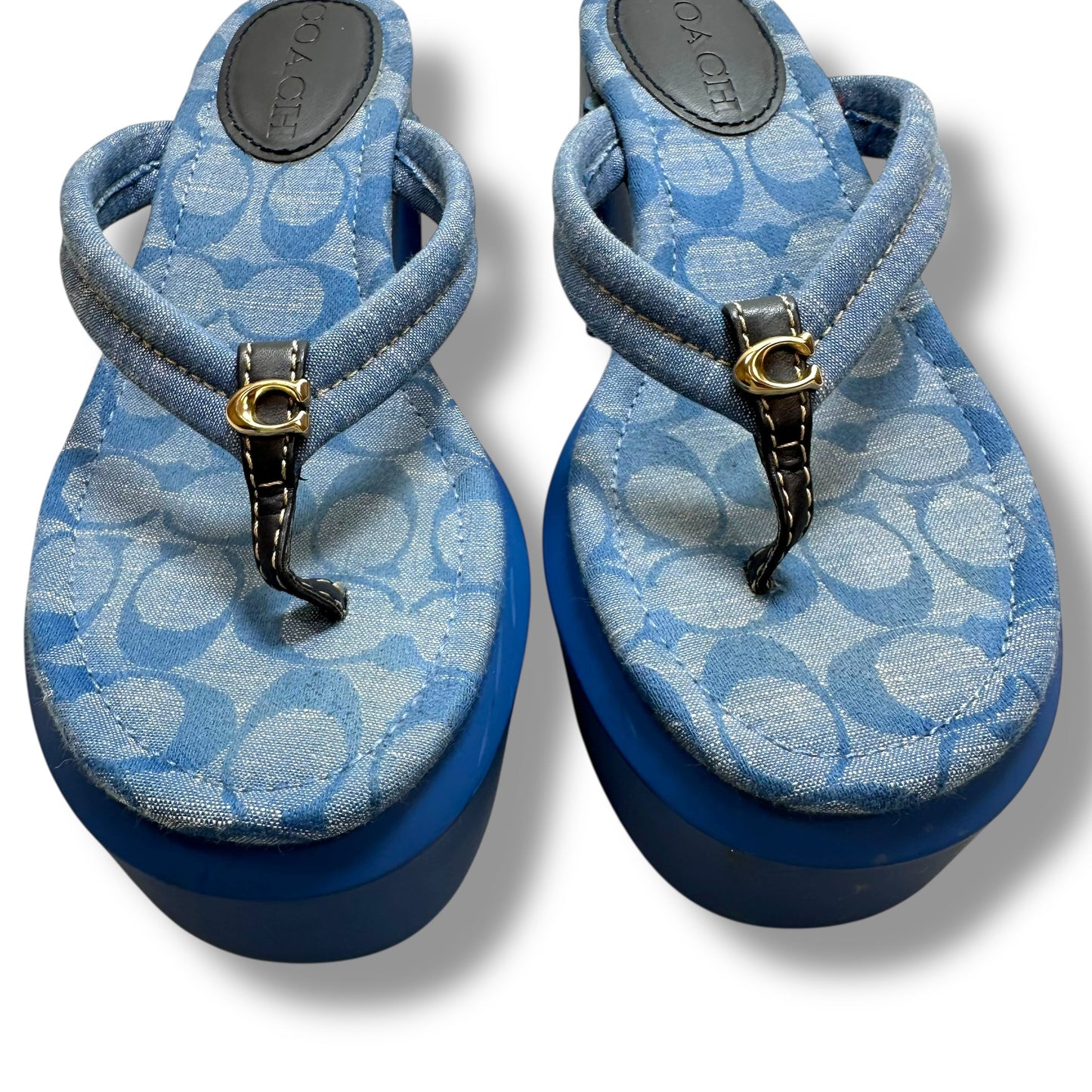 Franki Flip Flop platform Sandals Designer By Coach In Blue, Size: 6