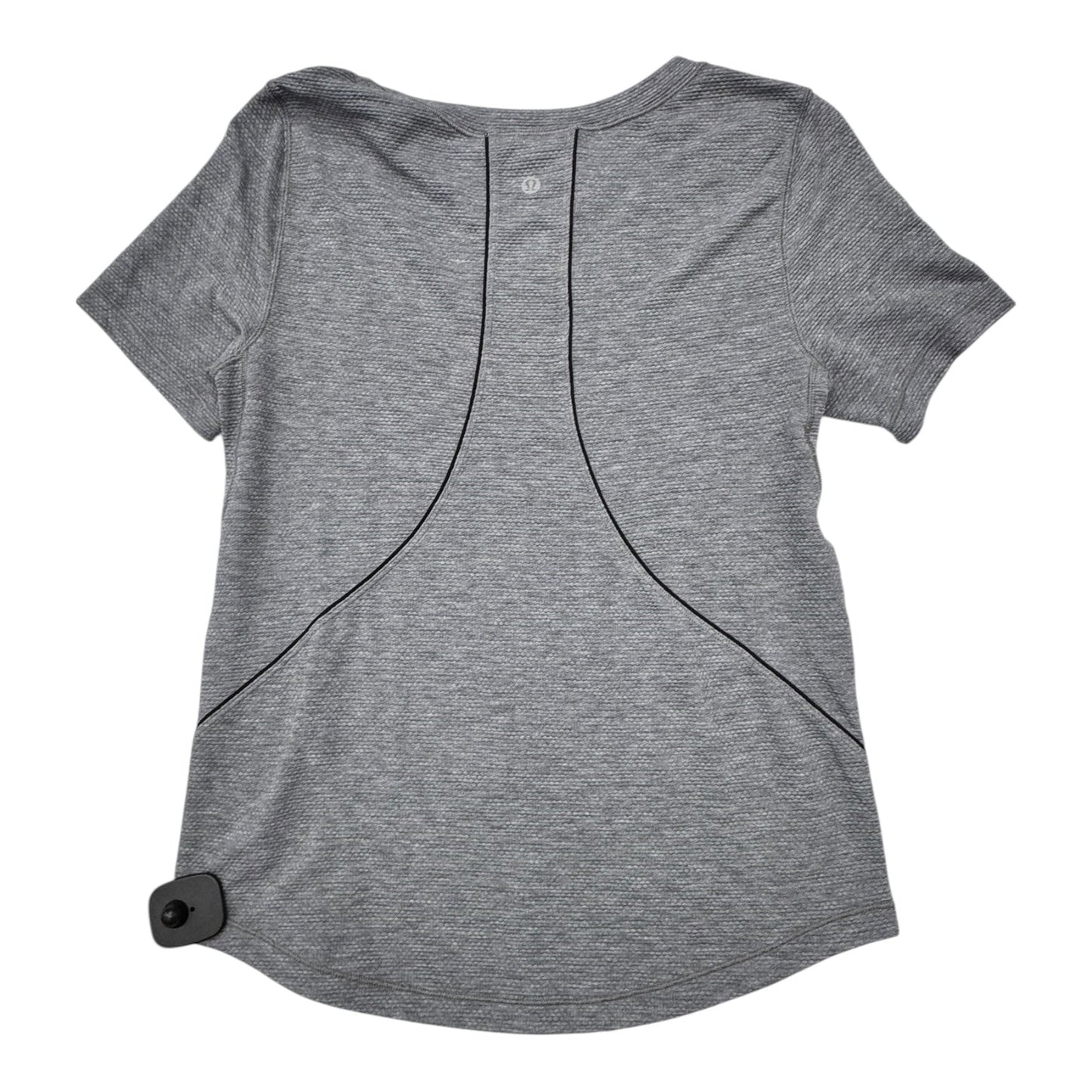 Athletic Top Ss Designer By Lululemon In Grey, Size:4
