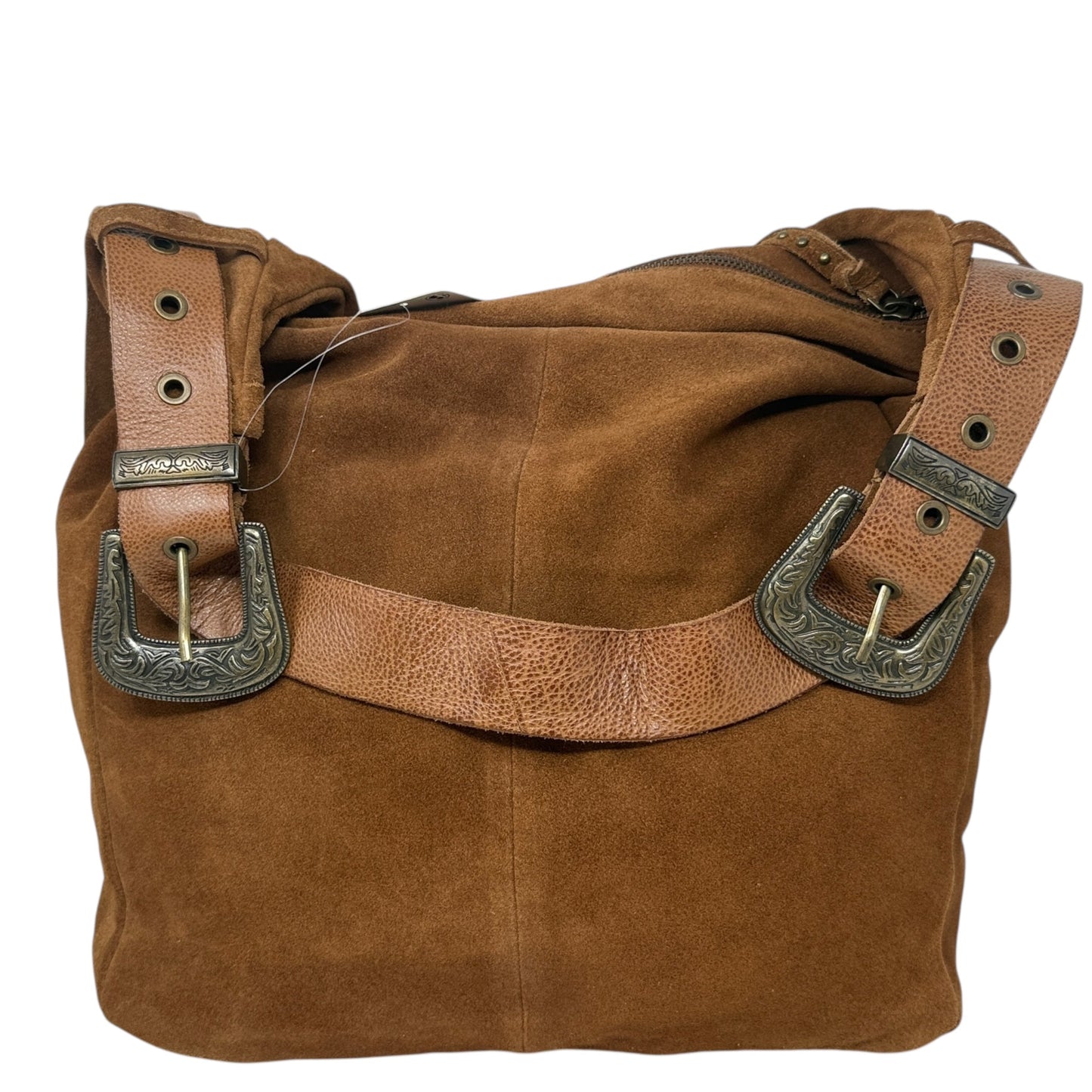 Westbound Suede Tote By Free People In True Brown, Size: Medium