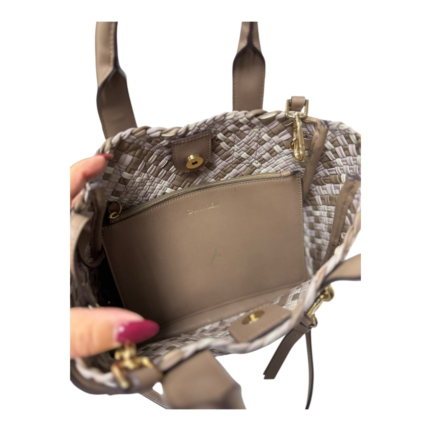 Handbag By Calvin Klein In Brown, Size:Small