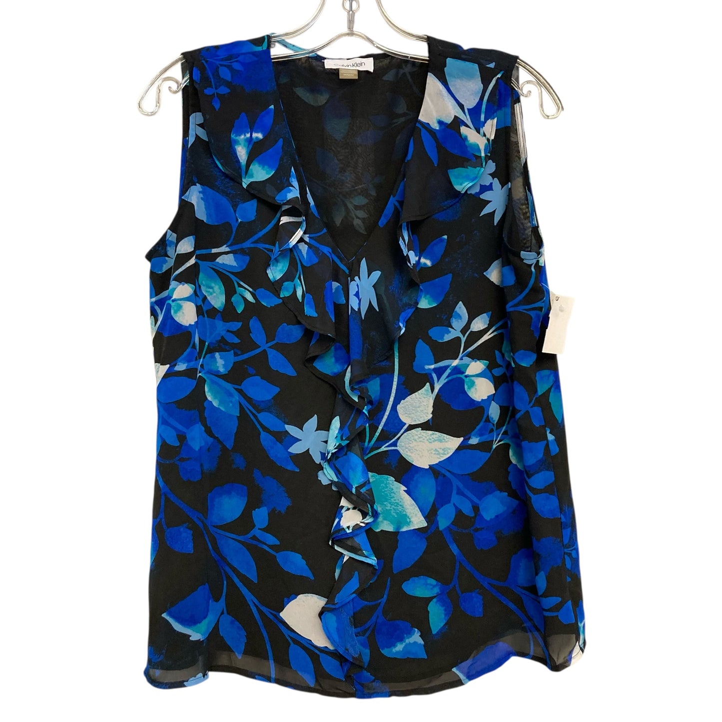 Top Sleeveless By Calvin Klein In Floral Print, Size:M
