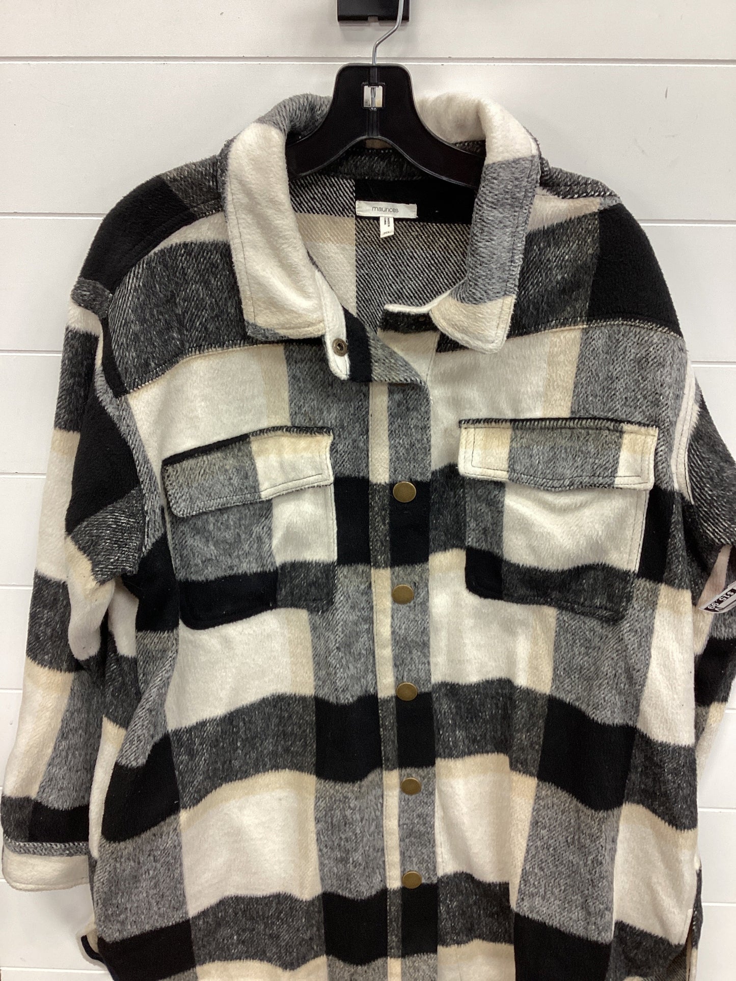 Jacket Fleece By Maurices In Black & Cream, Size:Xl