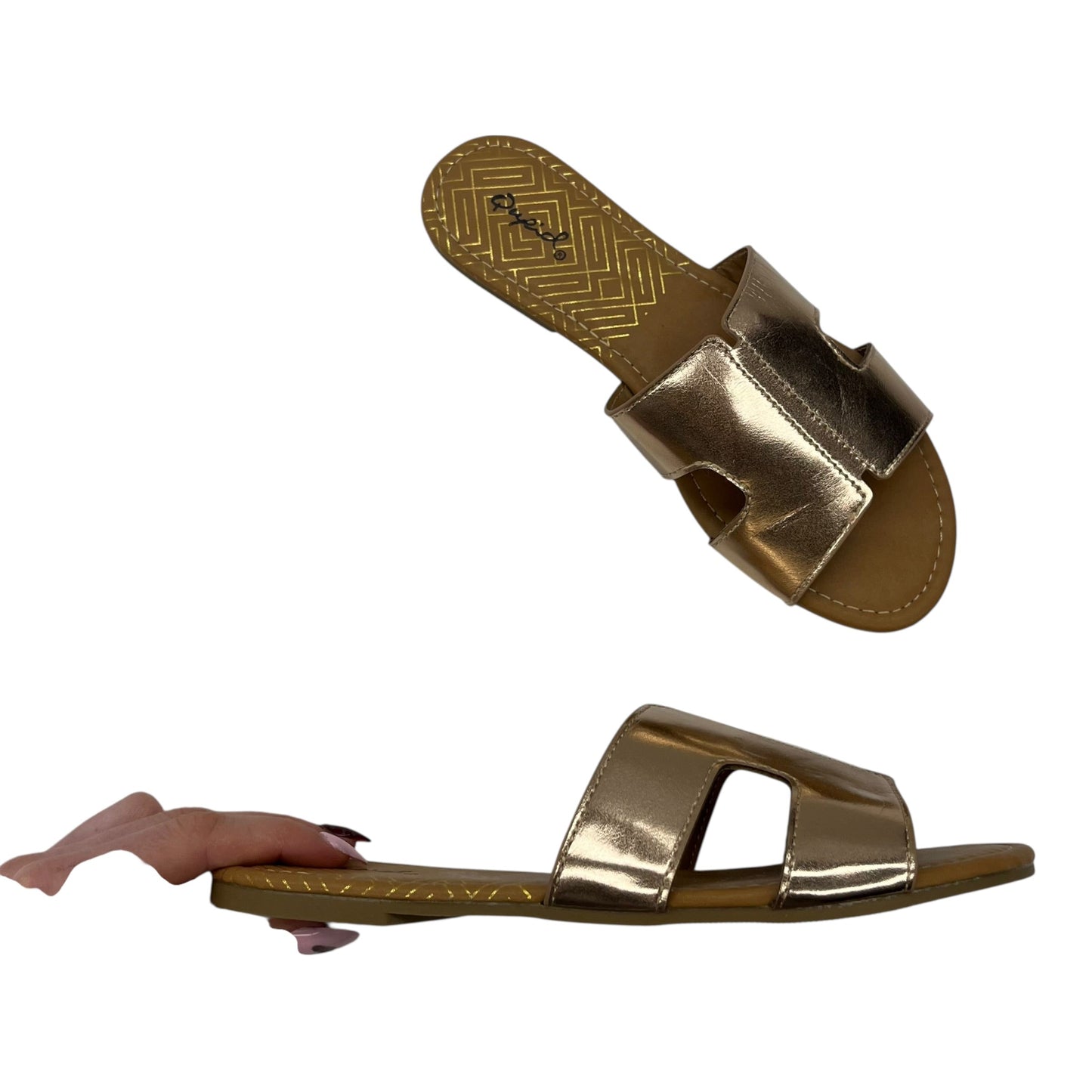 Sandals Flats By Qupid In Rose Gold, Size:7.5