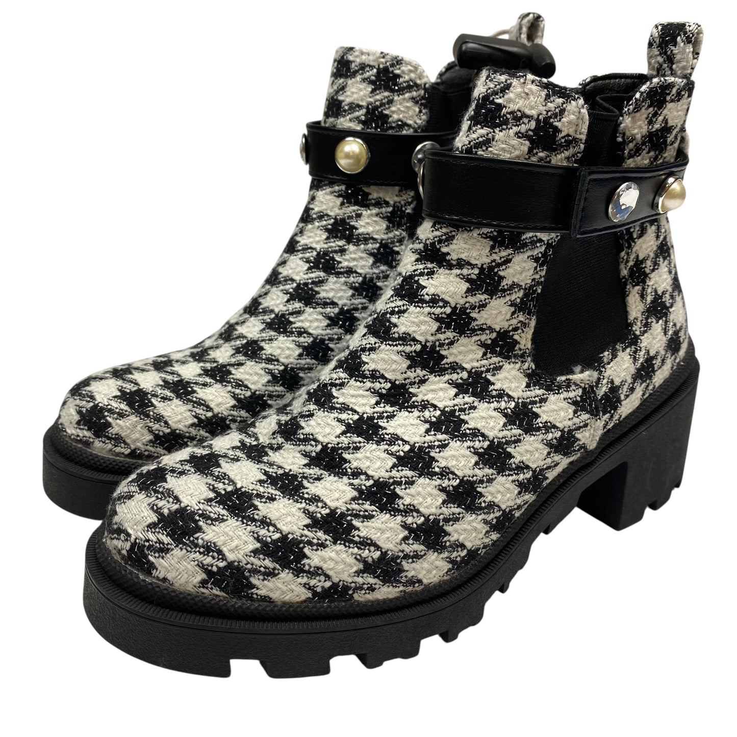 Boots Ankle Heels By Sugar In Black & White, Size:7