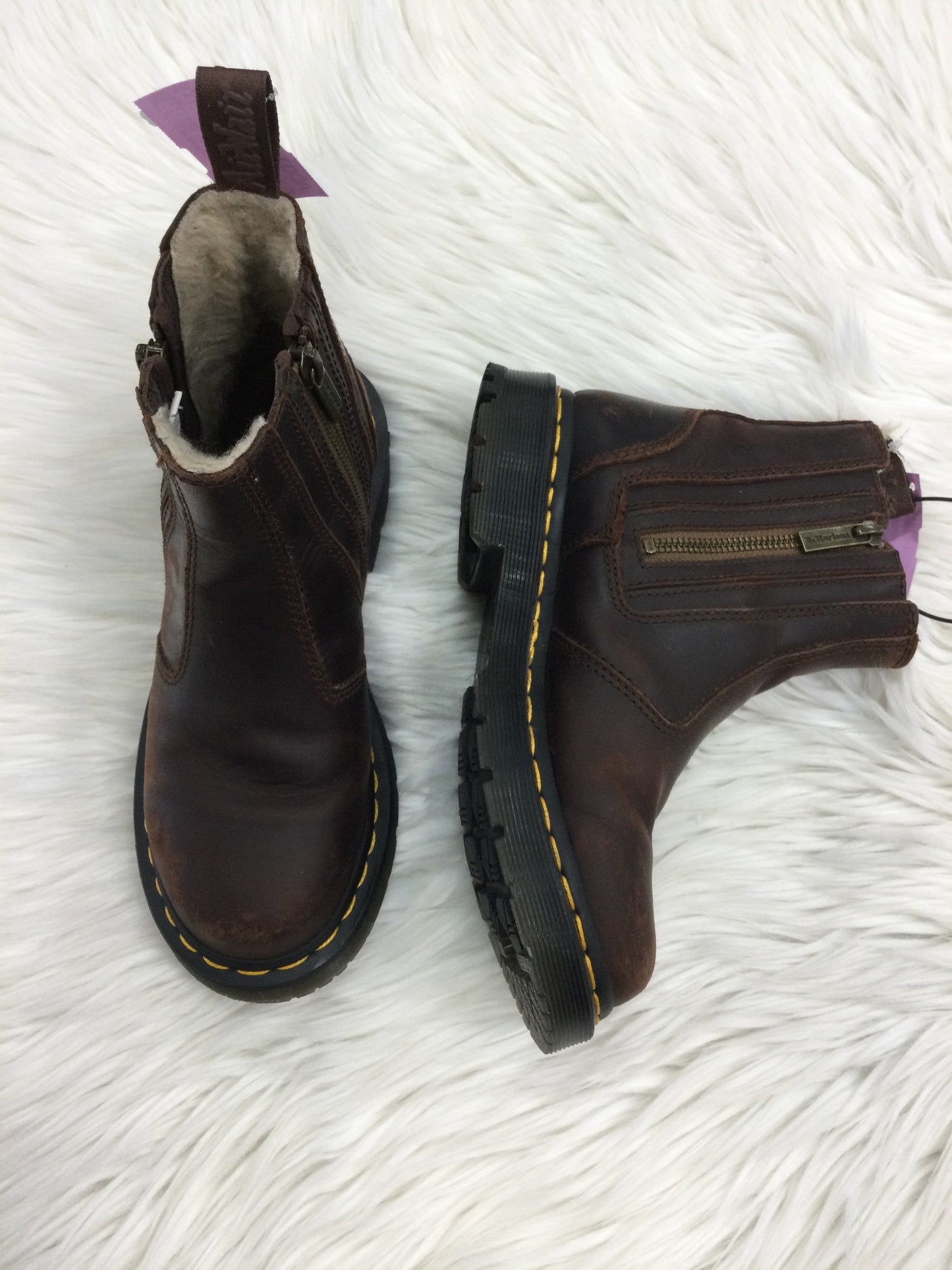 Boots Ankle Heels By Dr Martens In Brown, Size:6