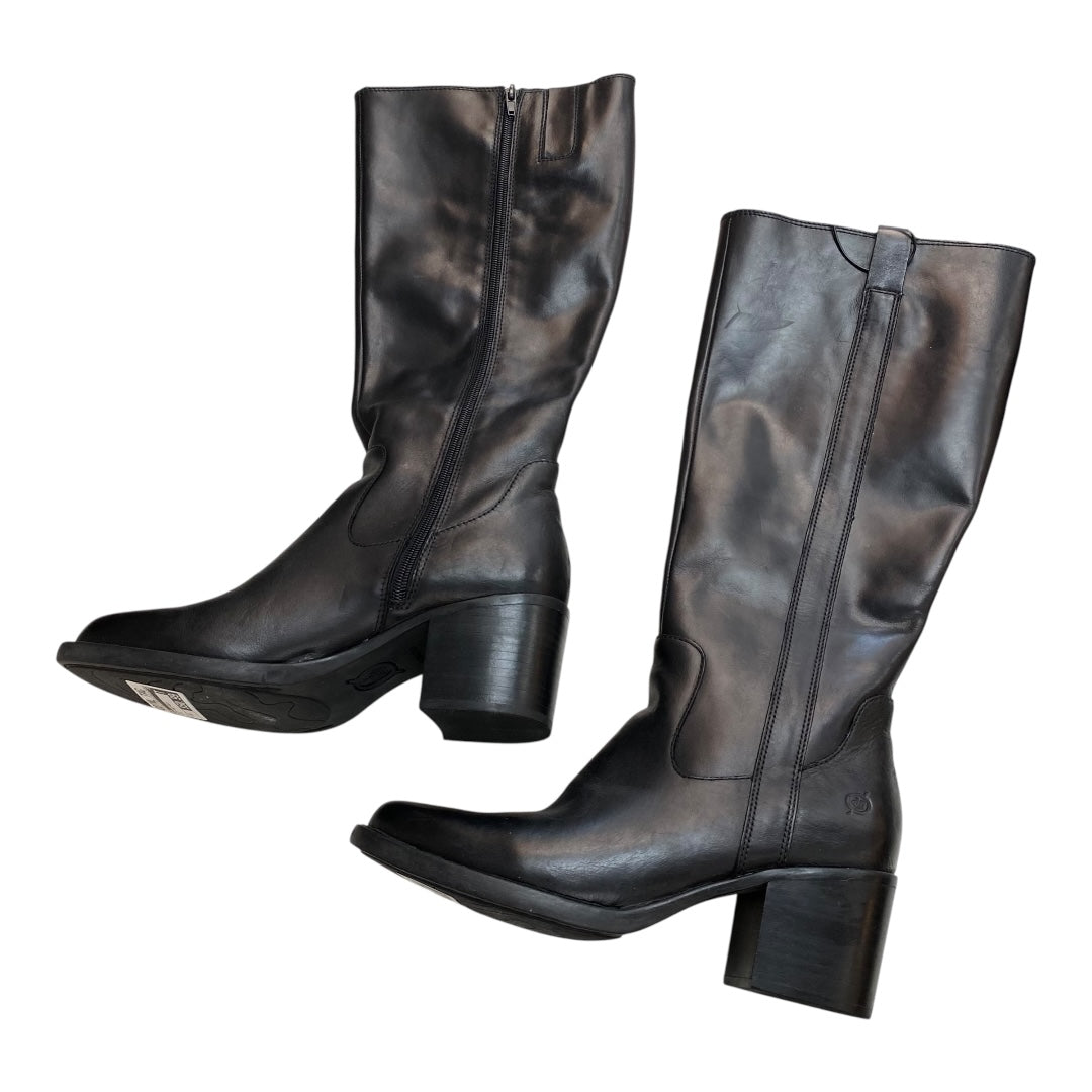 Boots Knee Heels By Born In Black, Size:10