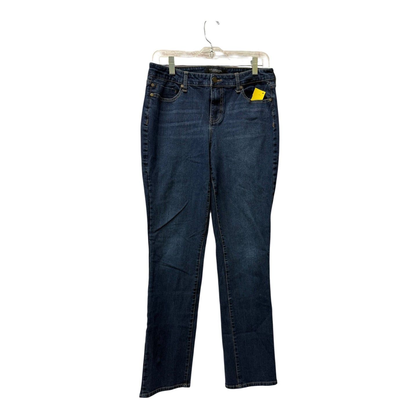 Jeans Straight By Liverpool In Blue Denim, Size:10