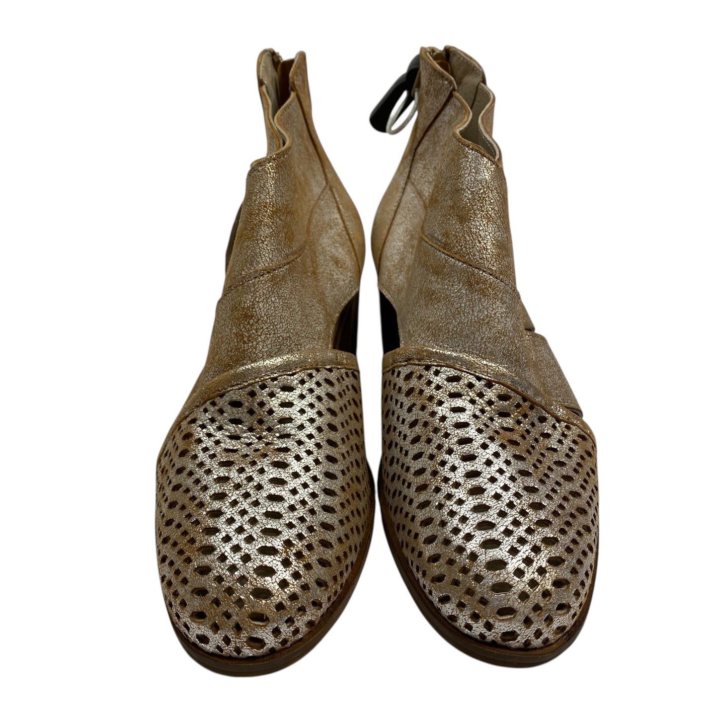 Boots Ankle Heels By Casta In Silver & Tan, Size:7.5a