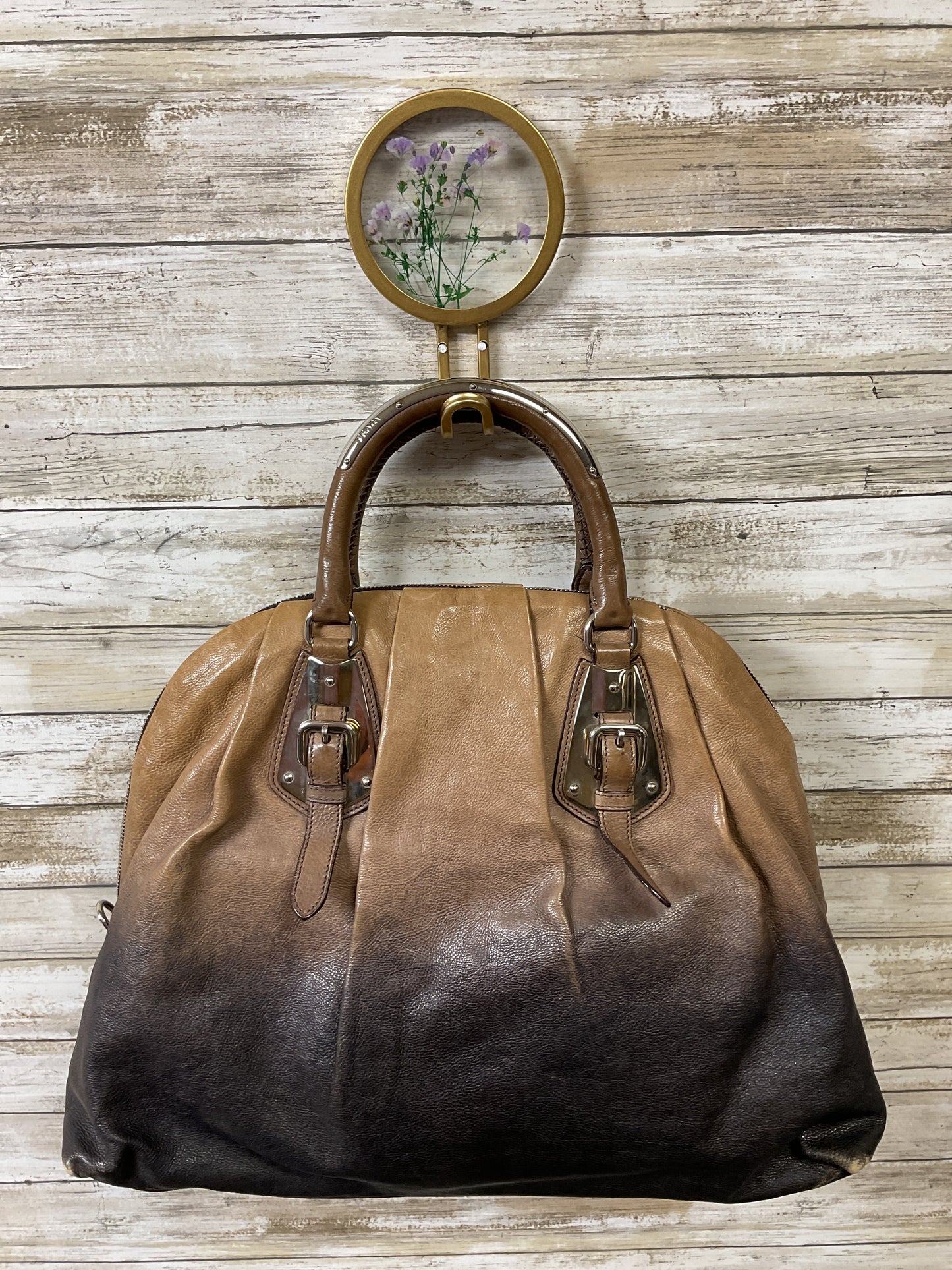 Handbag Luxury Designer By Prada In Brown, Size:Large