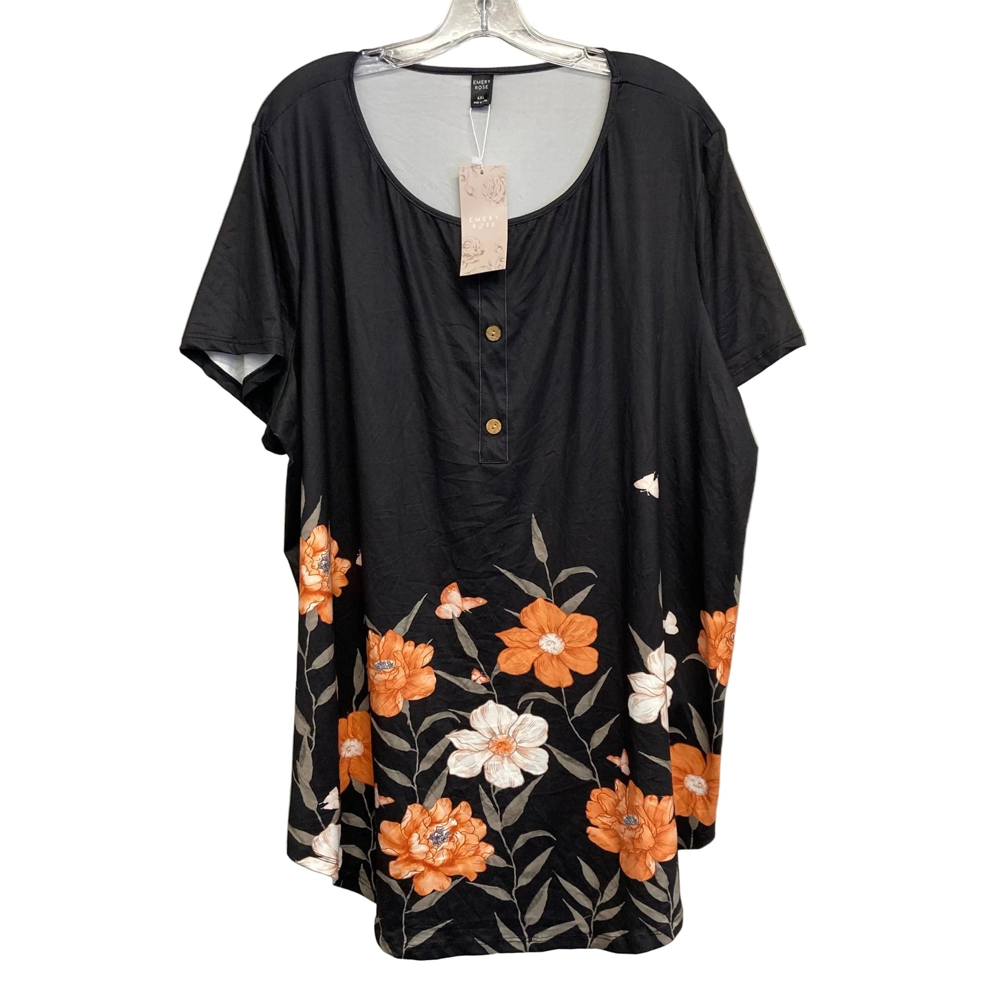 Top Ss By Emery Rose In Black & Orange, Size:4X