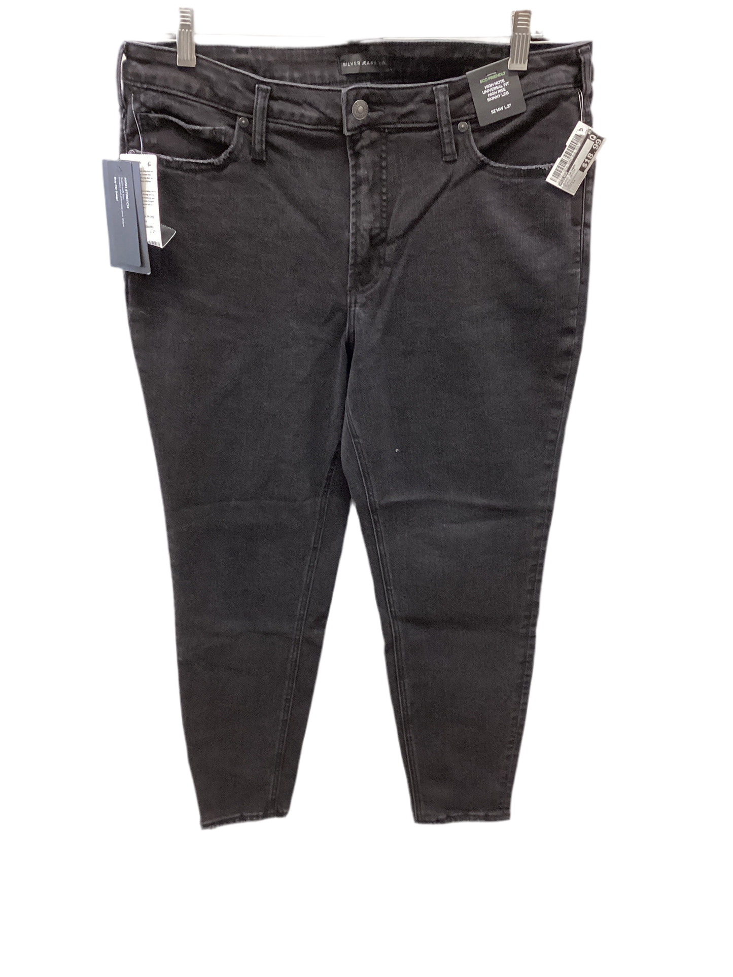 Jeans Skinny By Silver In Black Denim, Size:14