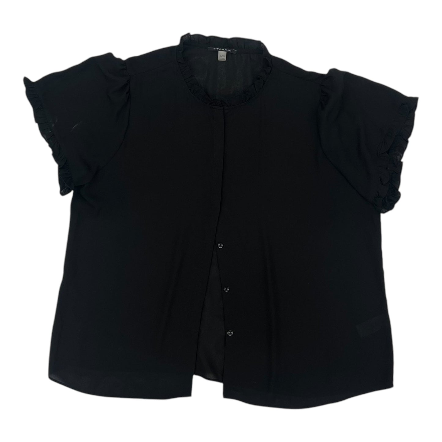Blouse Ss By Tahari By Arthur Levine In Black, Size:Xl