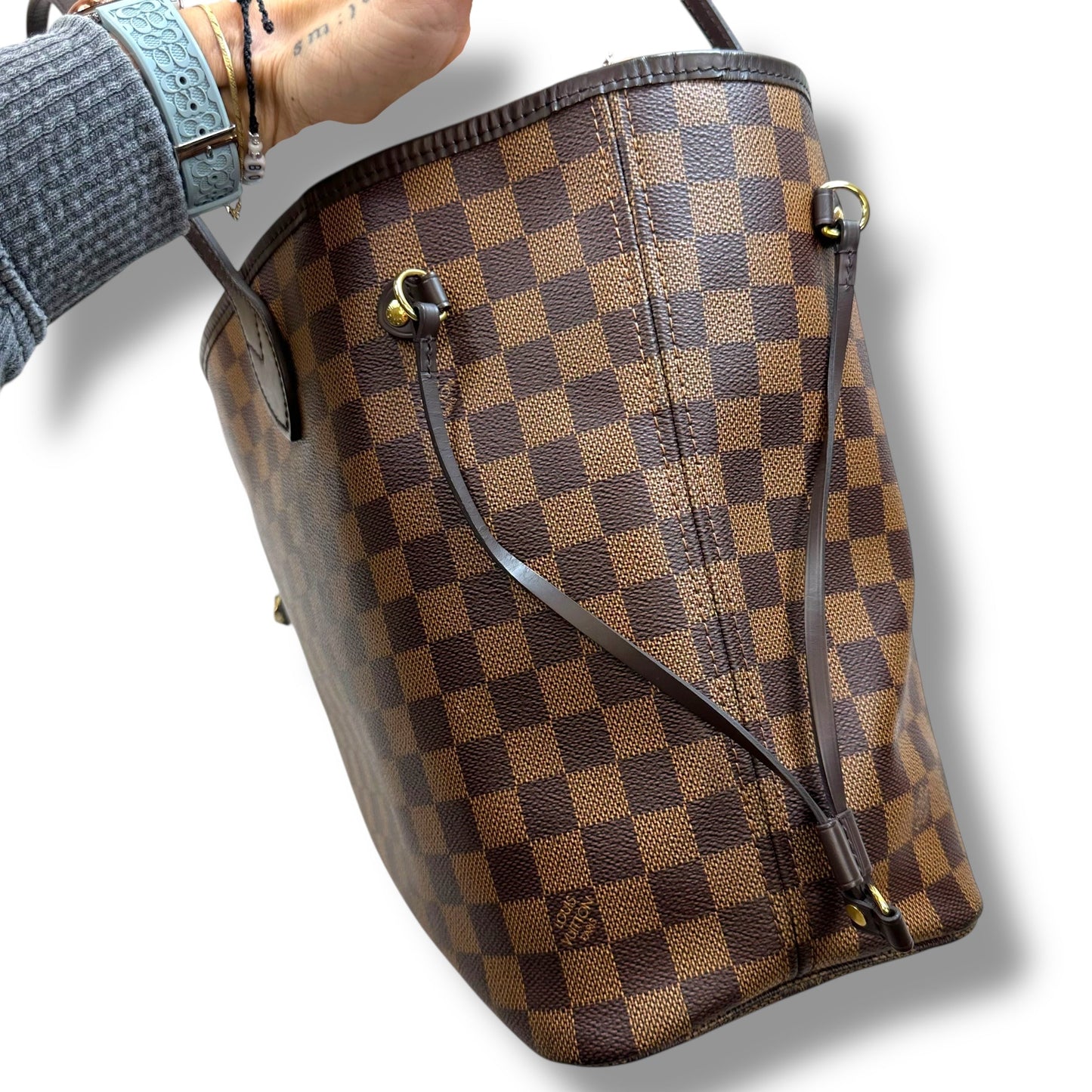 Neverfull MM Handbag Luxury Designer By Louis Vuitton, Size: Large