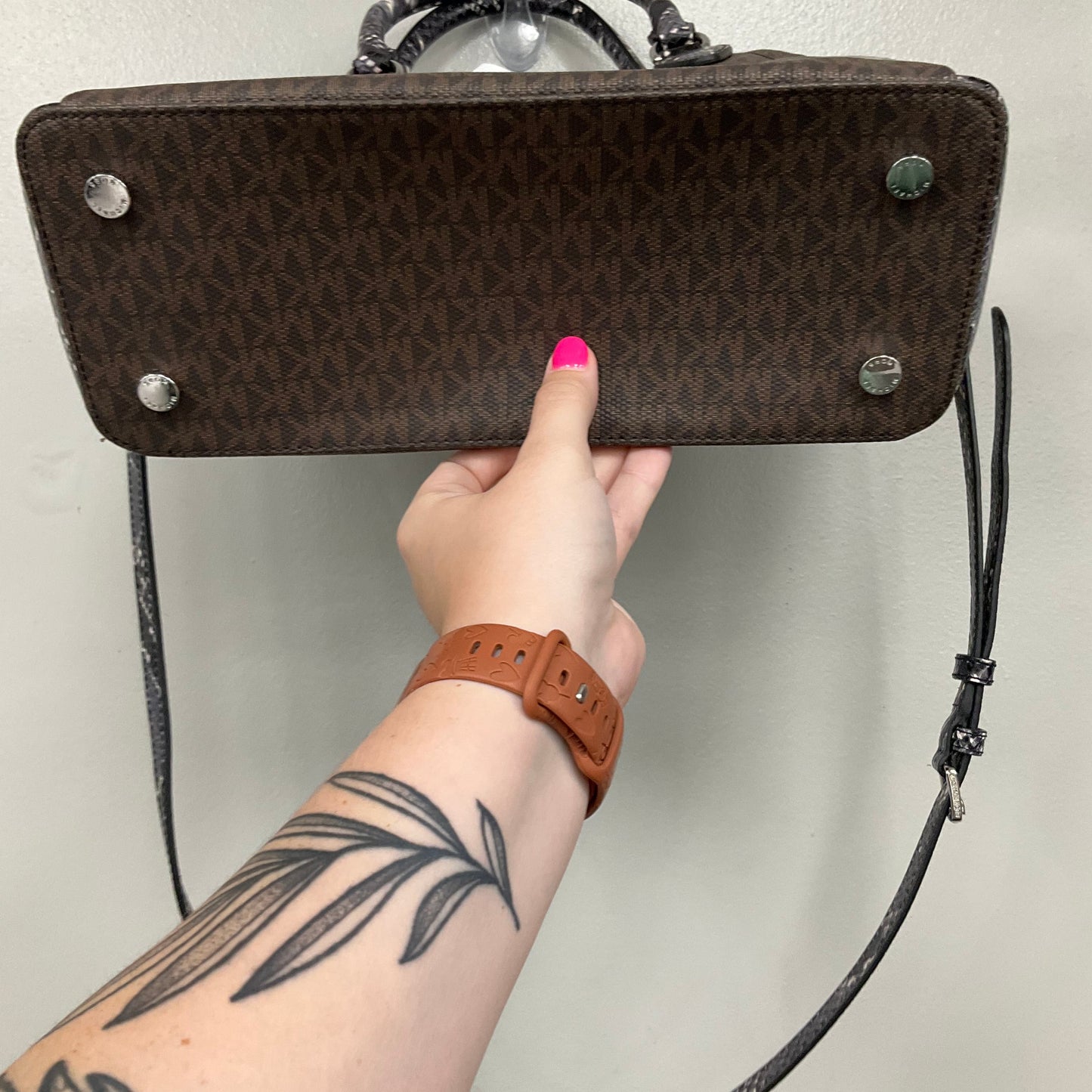 Handbag Designer By Michael Kors In Snakeskin Print, Size:Medium