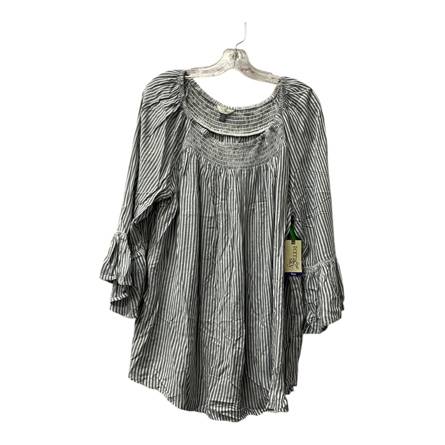 Top 3/4 Sleeve By Terra & Sky In Striped Pattern, Size:1X