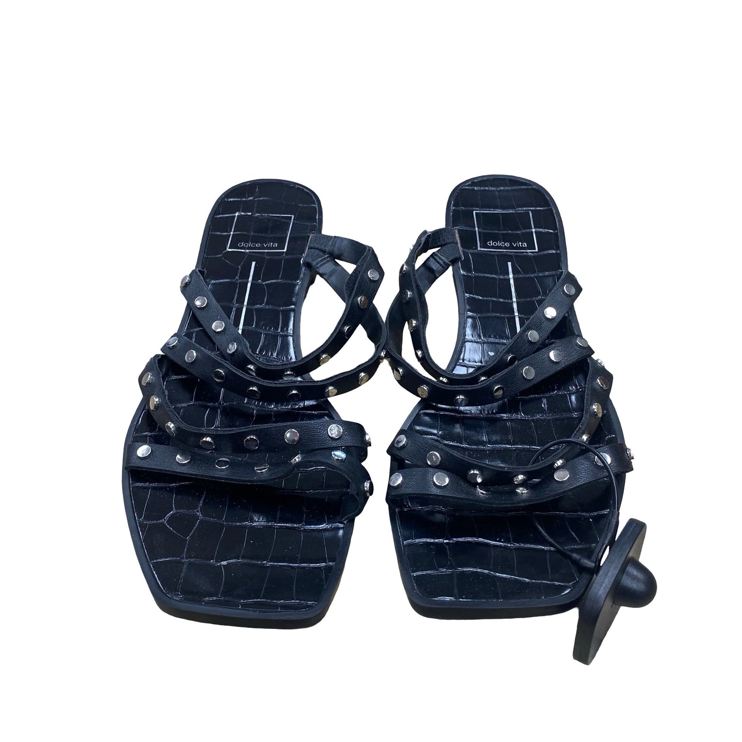 Sandals Flats By Dolce Vita In Black & Silver, Size:8.5