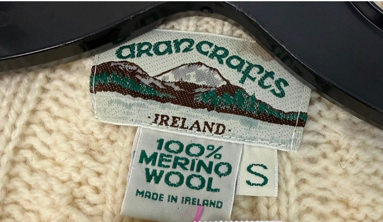Sweater By Aran Crafts/made in Ireland 100% merino wool In Beige, Size: S