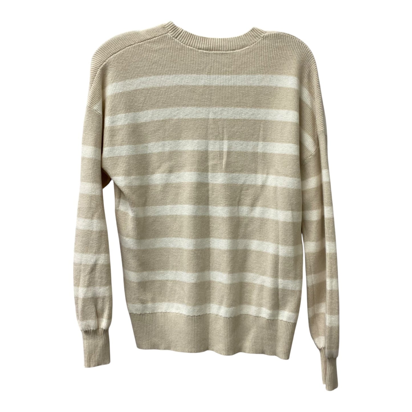 Sweater Cardigan By Loft In Tan & White, Size:M