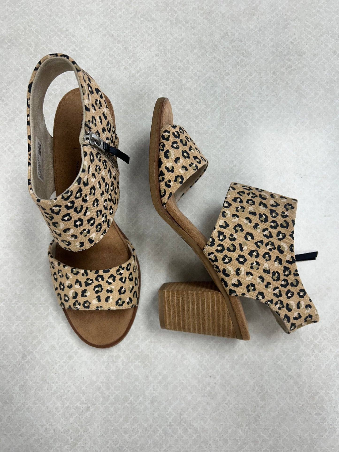 Sandals Heels Block By Toms In Animal Print, Size:9