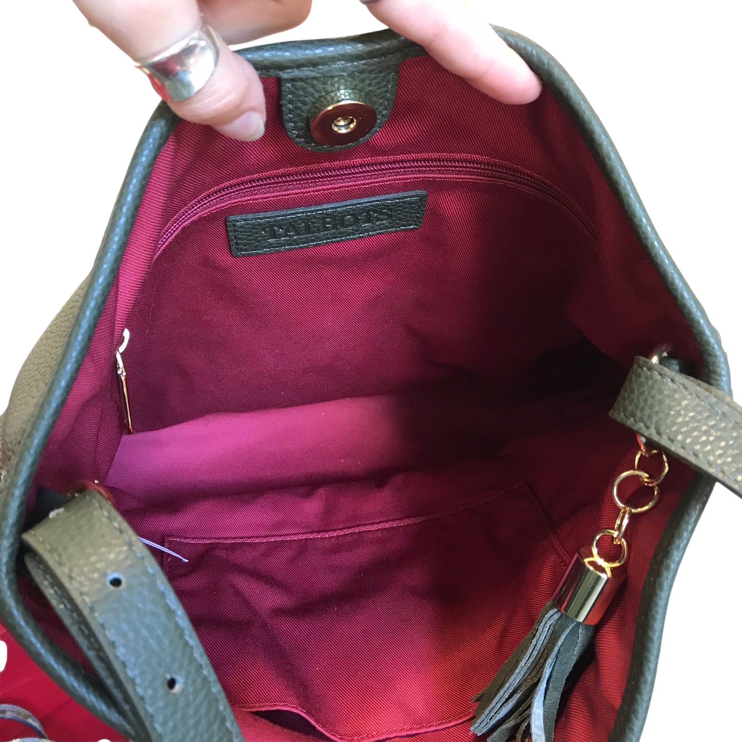 Handbag Leather By Talbots In Green, Size:Medium